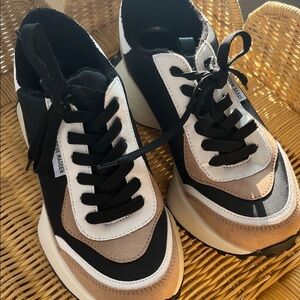 Steve Madden Black, White, and Tan Sneakers